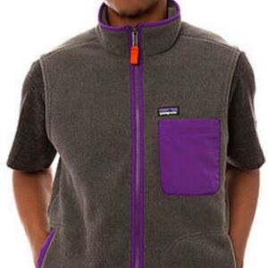 Patagonia Karstens Synchilla Fleece Zip Vest Mens Size L Gray Purple